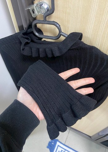 H&M Kadın Siyah Boğazlı Fitilli Triko Kazak - Görsel 3