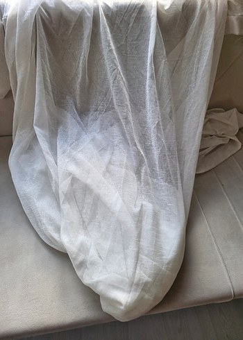 İşlemeli Beyaz Perde balkon tülü dar - Görsel 2