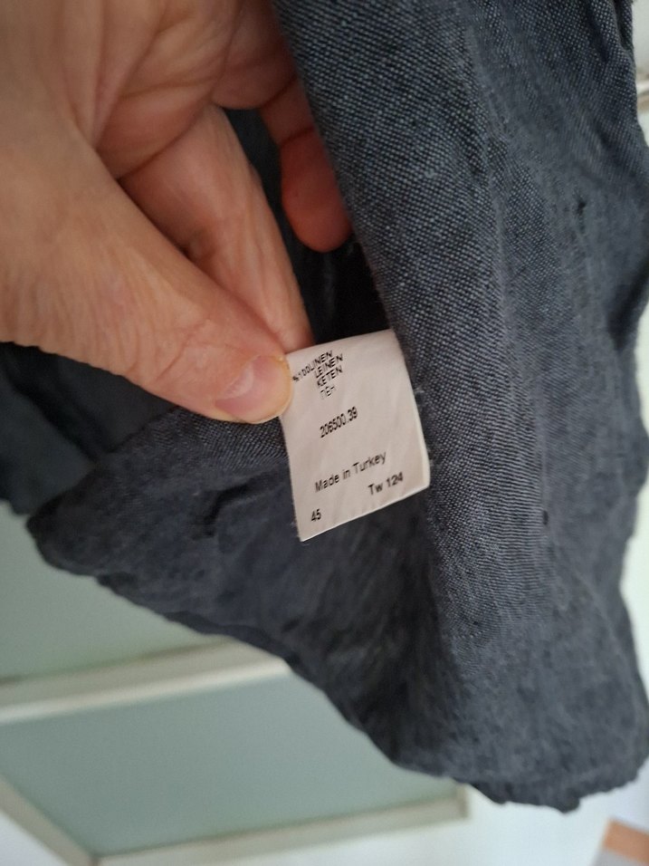 Gri Keten Erkek Gömlek, Rahat Kesim, Uzun Kollu - Görsel 5