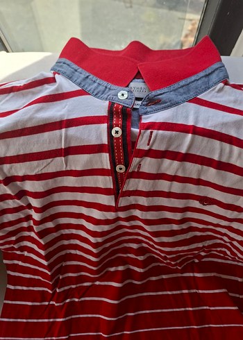 Kırmızı Çizgili Kısa Kollu Polo Tişört - Görsel 2