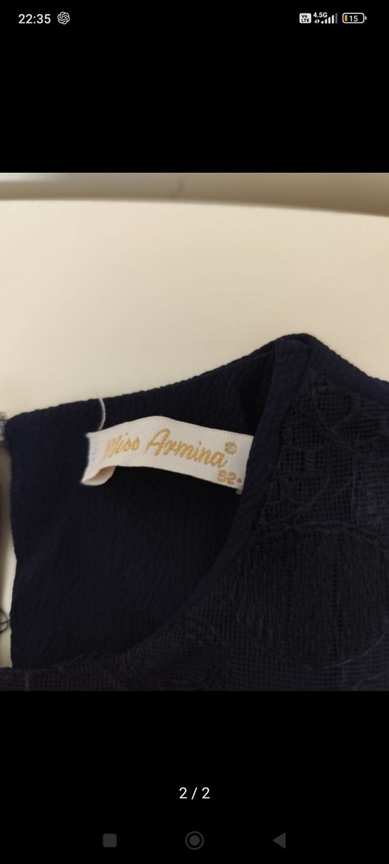 Kız Çocuk Lacivert Dantel Bohem Elbise - Görsel 2