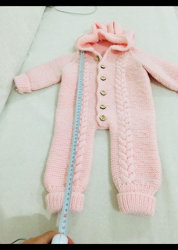 Pembe Örgü Bebek Kız Tulumu - Görsel 3