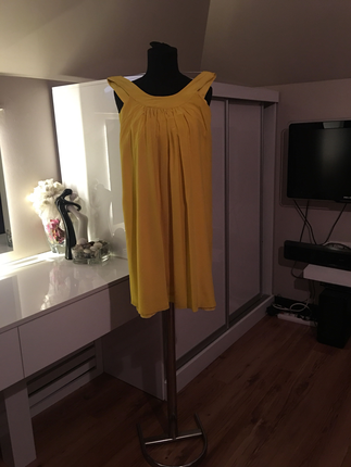 xs Beden sarı Renk Network İpek Elbise