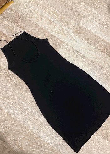 Siyah Yüksek Yakalı Kolsuz Triko Elbise - Görsel 2