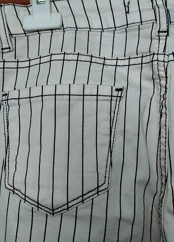 44 Beden beyaz Renk Yüksek bel çizgili skinny beyaz pantalon