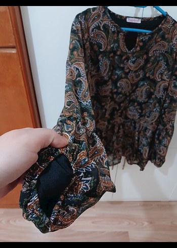 xl Beden çeşitli Renk Bohem Desenli Uzun Kollu Kadın Bluz