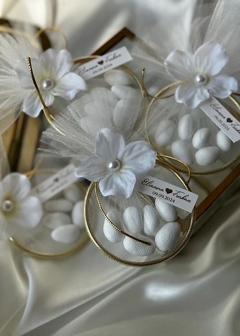 Beyaz Nikah Şekeri Çiçekli Tül Detaylı - Görsel 2