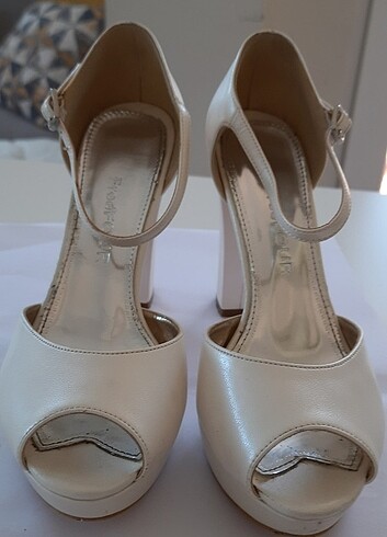 Platform topuk beyaz ayakkabi - Görsel 6