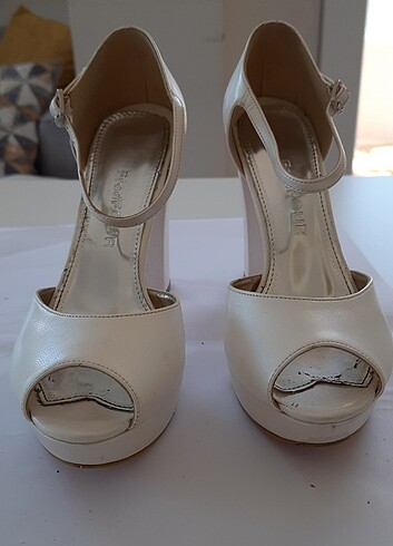 Platform topuk beyaz ayakkabi - Görsel 8