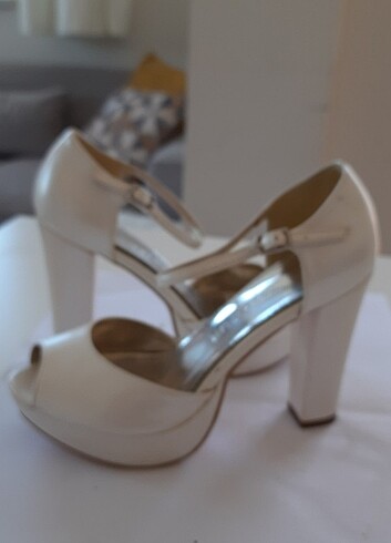 Platform topuk beyaz ayakkabi - Görsel 9