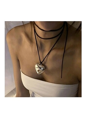 deri ipli shein choker kalpli gümüş