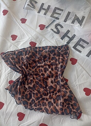 transparan leopar bluz straplez
