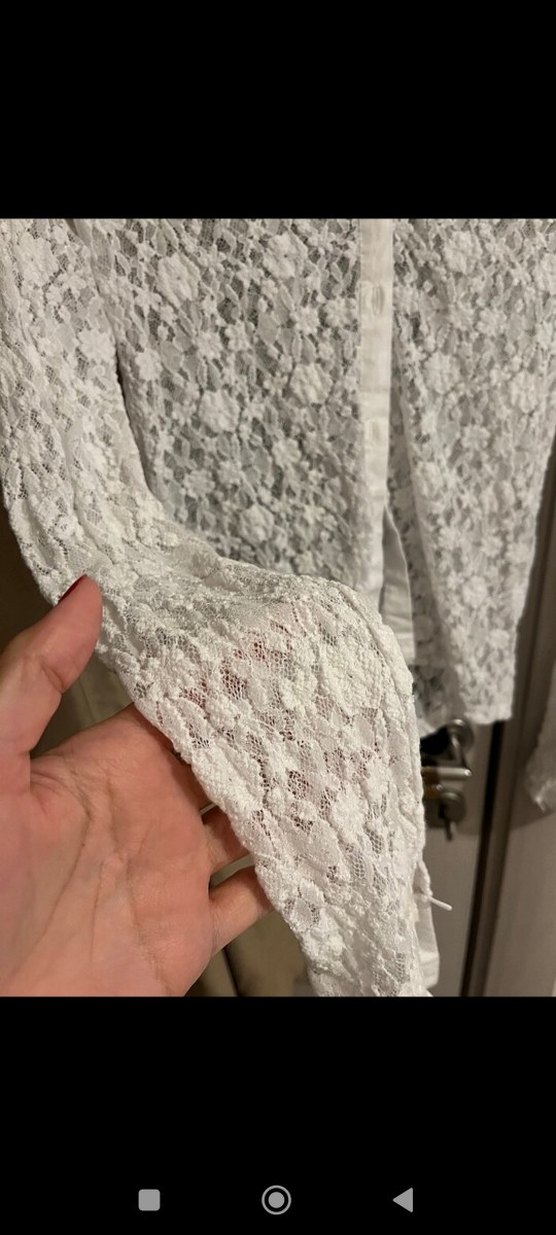 Dantel Detaylı Beyaz Uzun Kollu Bluz - Görsel 2