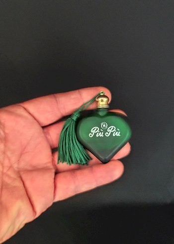 Vintage Zümrüt Yeşili Art Deco Buzlu Cam Parfüm Şişesi - Görsel 3