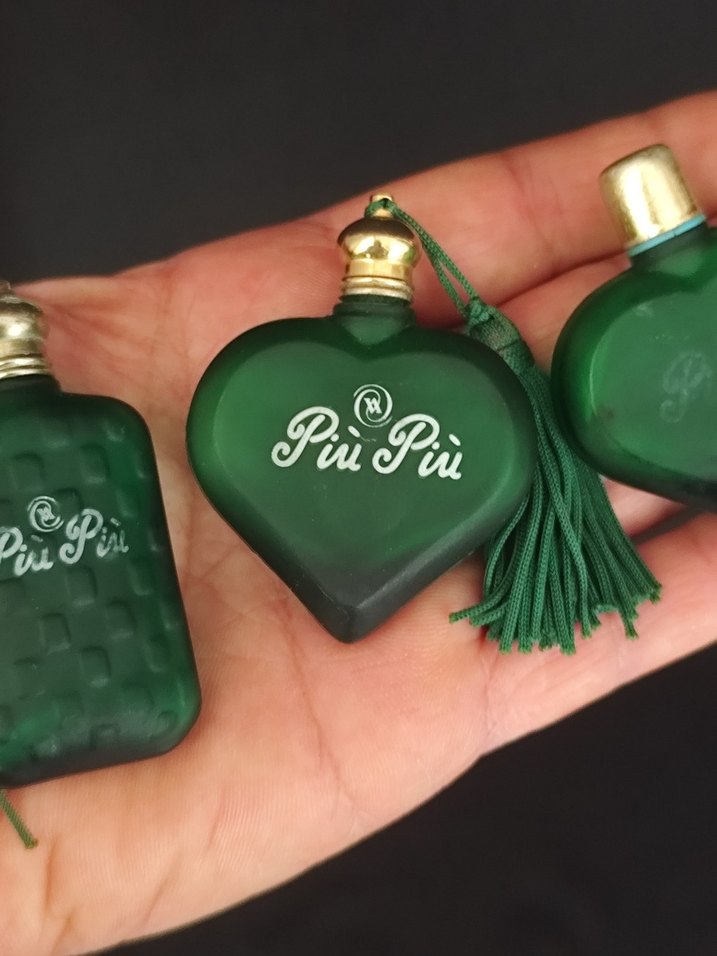 Vintage Zümrüt Yeşili Art Deco Buzlu Cam Parfüm Şişesi - Görsel 2