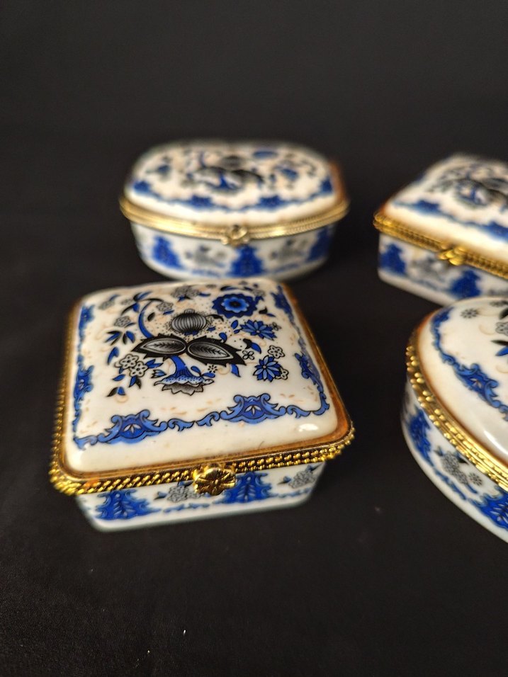 Mavi Çiçek Desenli porselen kutular - Görsel 2