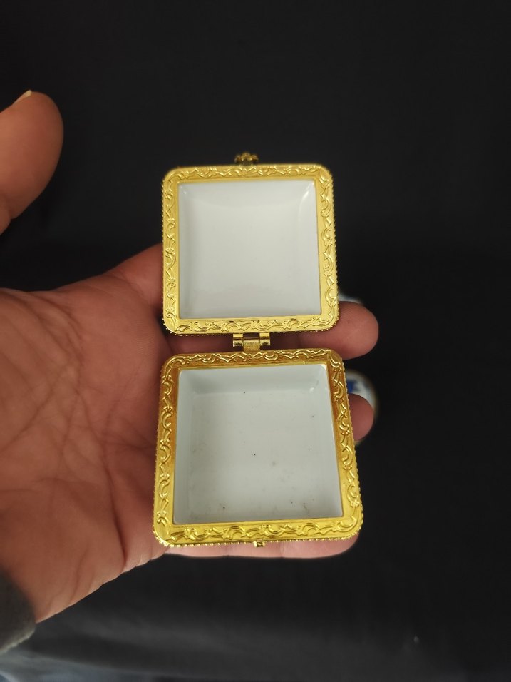 Mavi Çiçek Desenli porselen kutular - Görsel 5