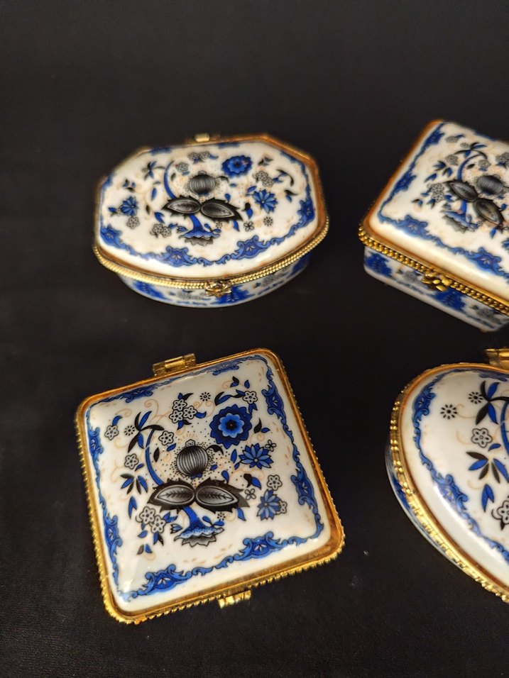 Mavi Çiçek Desenli porselen kutular - Görsel 4