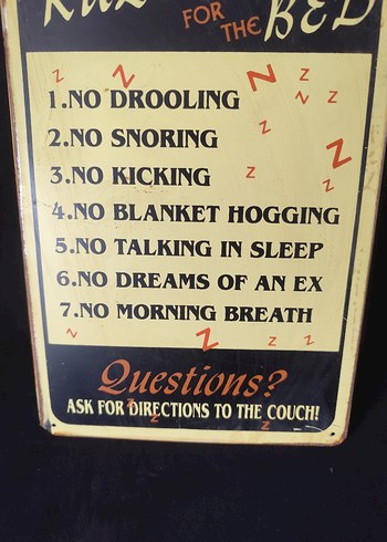 Yatak Kuralları Mizah metal tabela - Görsel 3