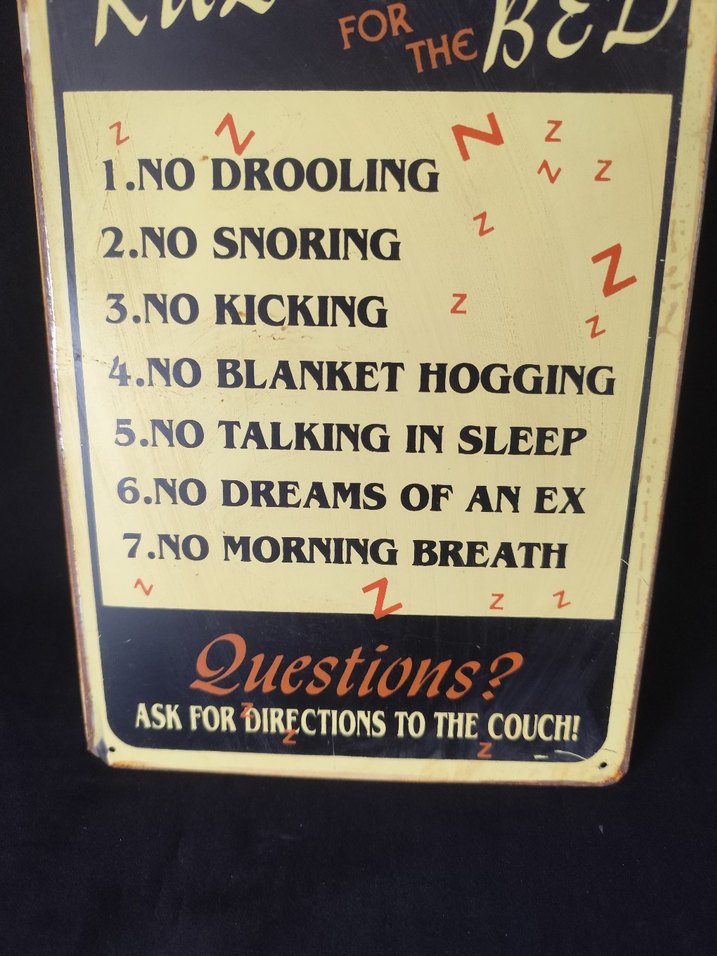 Yatak Kuralları Mizah metal tabela - Görsel 3