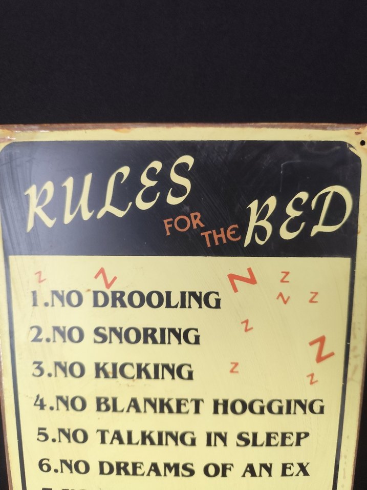 Yatak Kuralları Mizah metal tabela - Görsel 2
