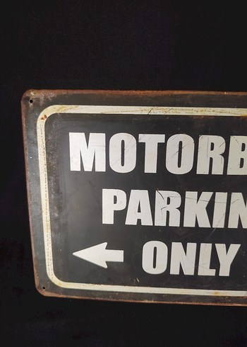 Siyah Vintage Motosiklet Park Yeri Metal Tabela - Görsel 2