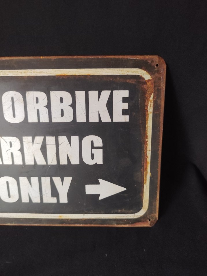 Siyah Vintage Motosiklet Park Yeri Metal Tabela - Görsel 3