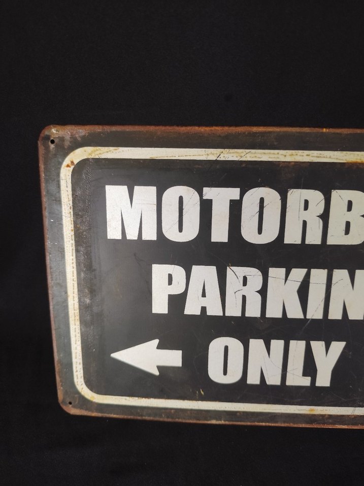 Siyah Vintage Motosiklet Park Yeri Metal Tabela - Görsel 2