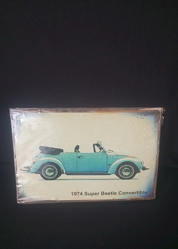 Beden turkuaz Renk 1974 Super Beetle Cabriolet teneke Tablo