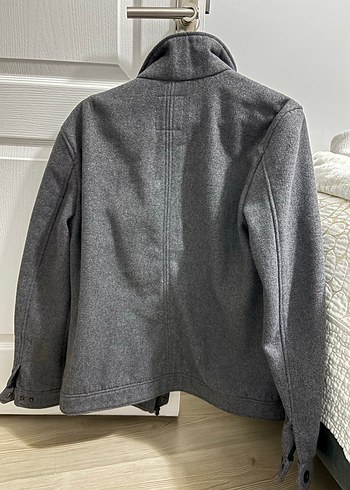 Düğmeli Gri kaşe Erkek Midi Boy Ceket - Görsel 4