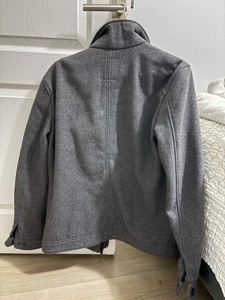 Düğmeli Gri kaşe Erkek Midi Boy Ceket - Görsel 4