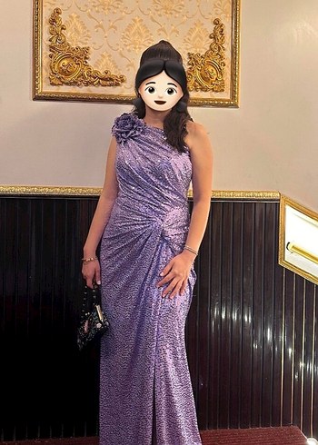 Parlak Mor Drapeli Uzun Abiye Elbise - Görsel 5