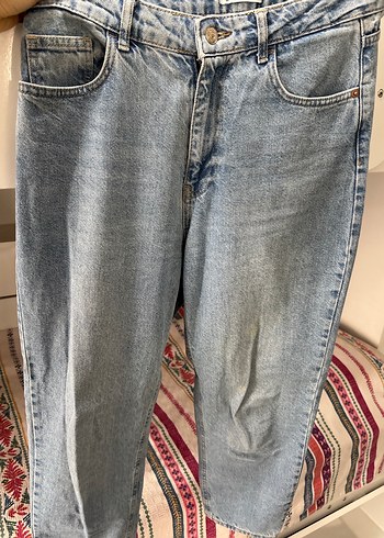 Kadın Mavi Bol Kesim Jean