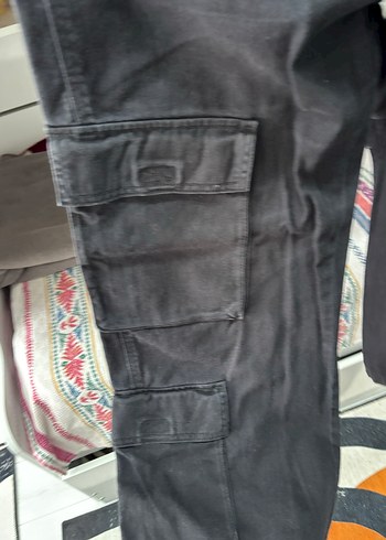 40 Beden siyah Renk Kadın Siyah Bol Kesim Denim Kargo Pantolon