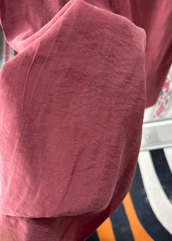Diğer Bordo Piliseli Bol Kesim Keten Pantolon