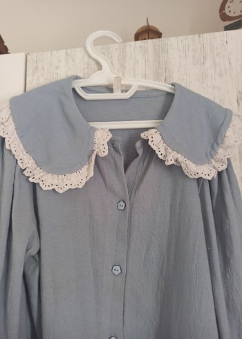 Fırfırlı Yaka Detayli elbise gomlek - Görsel 2