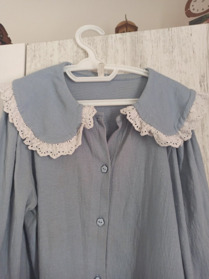 Fırfırlı Yaka Detayli elbise gomlek - Görsel 2