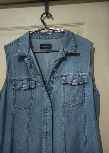 Kadın Mavi Uzun Kot Elbise jile - Görsel 2