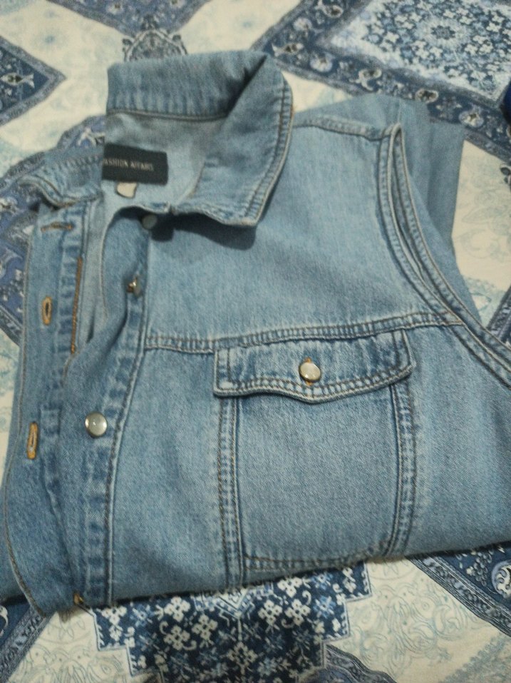 Kadın Mavi Uzun Kot Elbise jile - Görsel 4