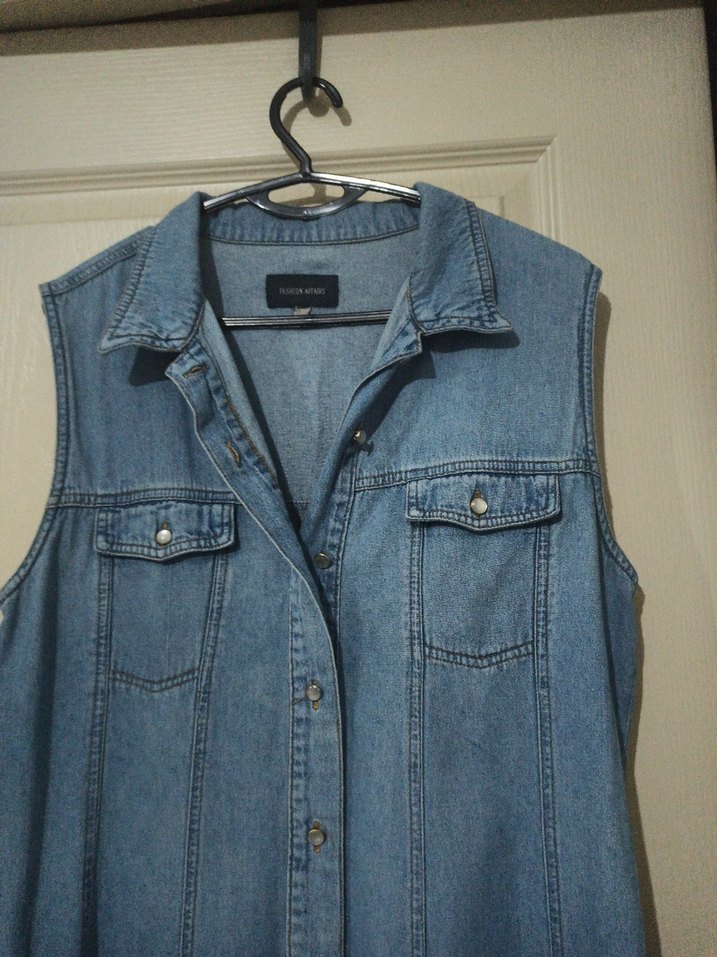 Kadın Mavi Uzun Kot Elbise jile - Görsel 2