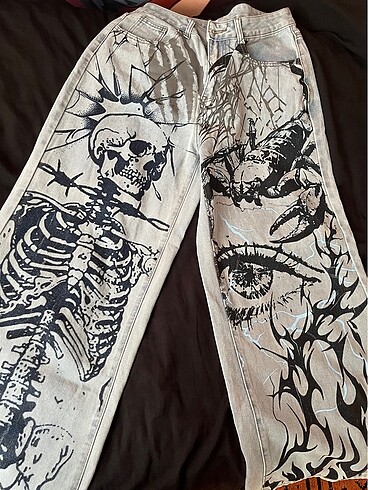 Baskılı unisex gotik pantolon