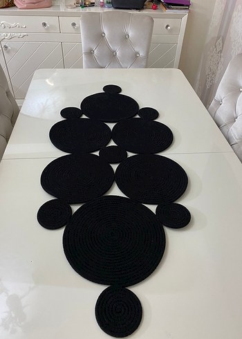 Modern Siyah Yuvarlak Dekoratif Masa Örtüsü