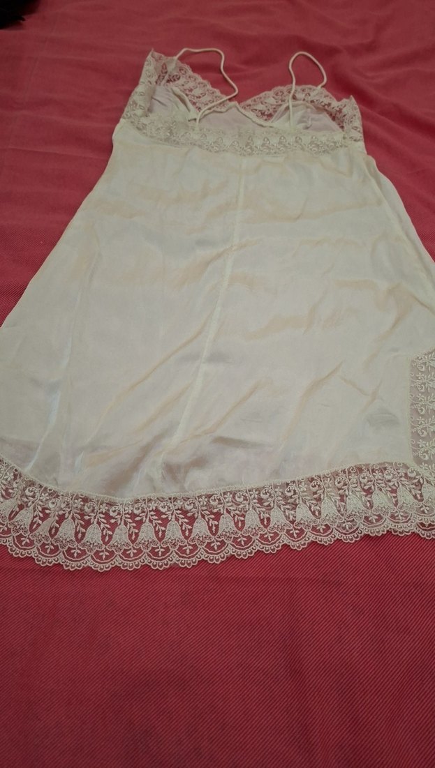 Nakışlı Bohem Uzun Beyaz Kadın Gecelik - Görsel 2