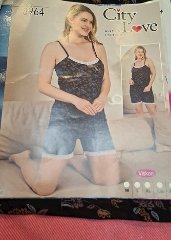 Koyu Kahverengi Desenli Mini Kadın Pijama Takımı - Görsel 4