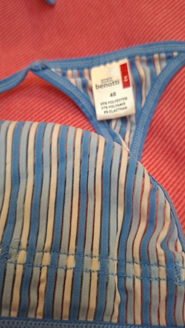 Mavi Çizgili Mini Askılı Kadın Pijama Takımı - Görsel 4