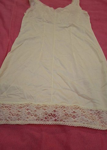 Vintage Dantelli krem Midi Gecelik - Görsel 2