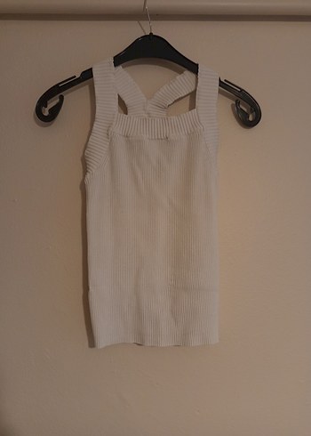 Beyaz Fitilli Halter Yaka Mini Triko Atlet