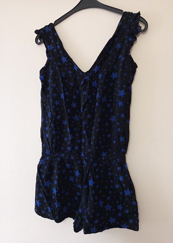 Kadın Mavi Yıldız Desenli Mini Tulum - Görsel 7