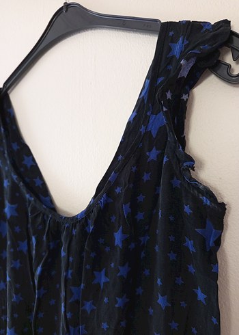 Kadın Mavi Yıldız Desenli Mini Tulum - Görsel 5