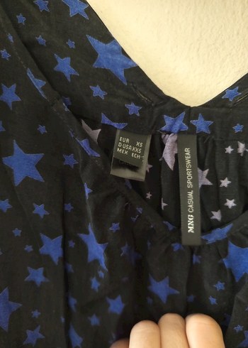 Kadın Mavi Yıldız Desenli Mini Tulum - Görsel 8